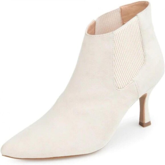 NWT Journee Collection Womens Elitta Bootie with Pointed Toe Ivory Off White 9M - Picture 1 of 13